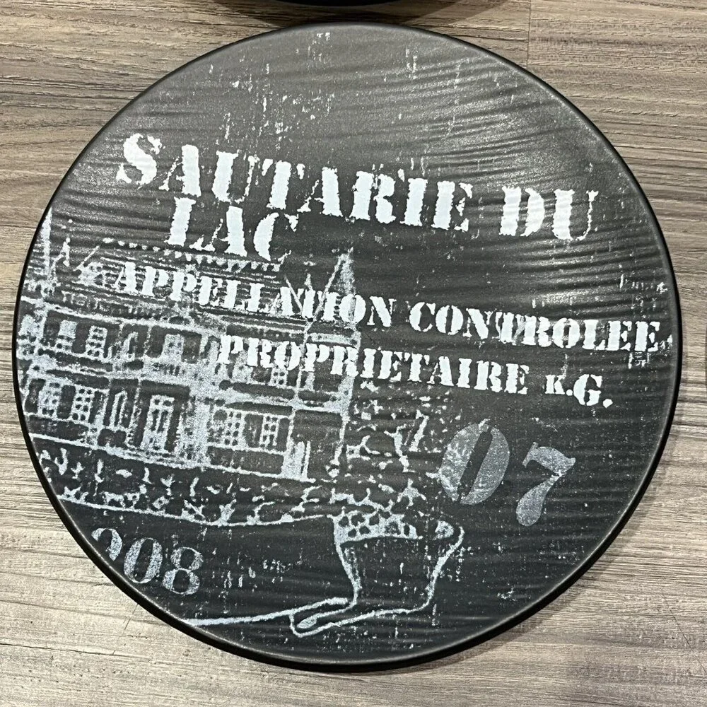 Set Of 4 Williams-Sonoma Black Vineyard Slate Appetizer Plates Wine Themed